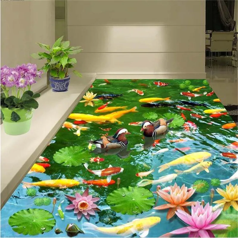 

Custom 3D PVC floor mural wallpaper wear non-slip waterproof thickened self-adhesive floor sticker wall painting Murals color