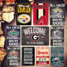 Лучший папа потертый шик металлические пластины бар паб кафе Алабама декоративная вывеска Steelers наклейка футбольная живопись супер чаша Декор MN102