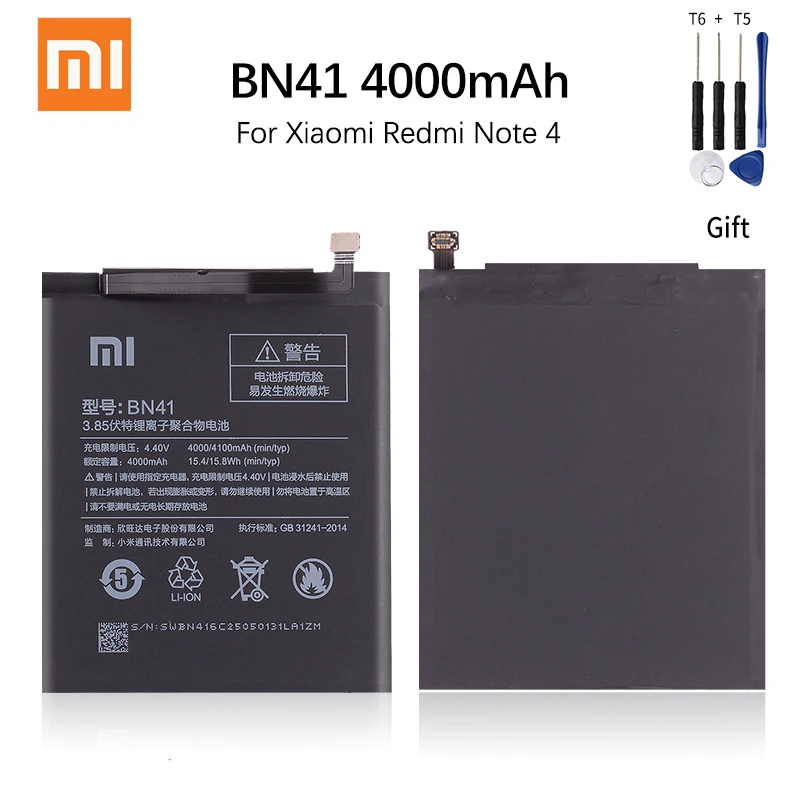 Оригинальный BN41 телефон батарея для Xiaomi Redmi Note 4 MTK Helio X20 процессор Замена Быстрая