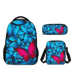 2019 с принтом бабочки детские школьные сумки для девочек, рюкзак для ноутбука, детский комплект одежды с цветочным принтом школьный рюкзак
