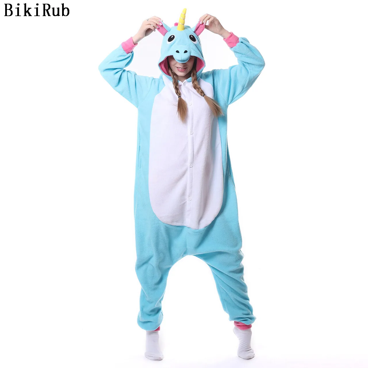 С капюшоном Пижама Kigurumi все в одном пижама костюмы животных Косплэй Синий