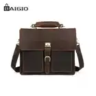 Best Price as low as $142.80 Baigio Men Briefcase Bag Crazy Horse Vintage Genuine Leather Bag Lock Key Designer 15.6 Inch Laptop Bag cases Messenger Handbag