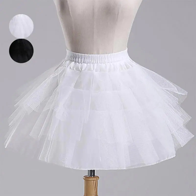 

Fashion Girls Princess Skirt Solid Color Elastic Waist Bridesmaid Wedding 4 Layer Underskirt Girl Tutu Mesh Skirts YH-17