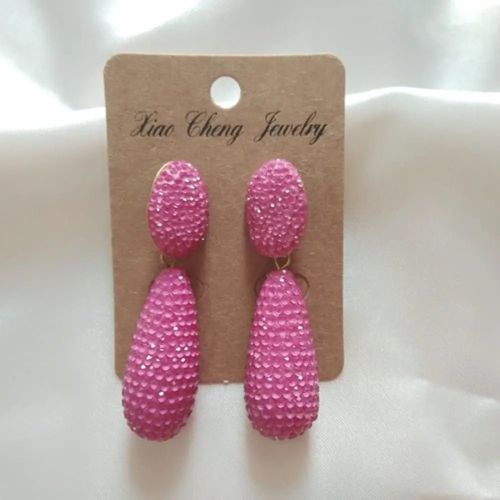 

Unique Cute Pink Bare Rhinestone Dangle Drop Wedding Stetament Earrings Women Luxury Fashion Jewelry Boucles d Oreille Femme