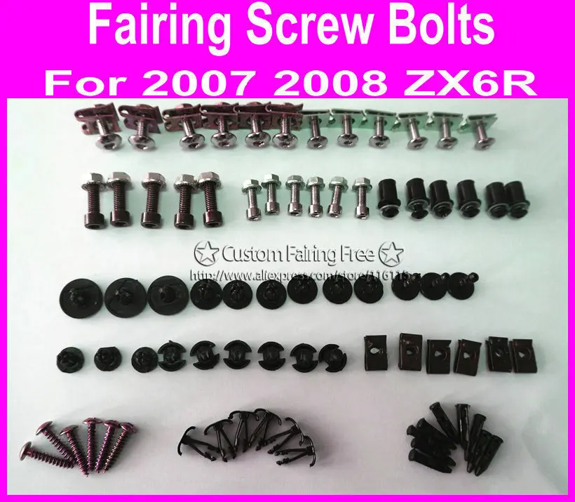 

Fairing body parts screw bolts kit for Kawasaki ZX6R 2007 2008 zx6r 07 08 black fairing dag screws coupling bolt set