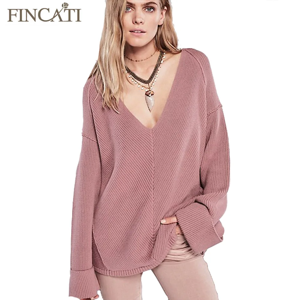 

Autumn Winter Sweater Women 2018 New Cashmere Blending Deep V Neck Striped Patchwork Knitted Batwing Sleeve Loose Pullovers