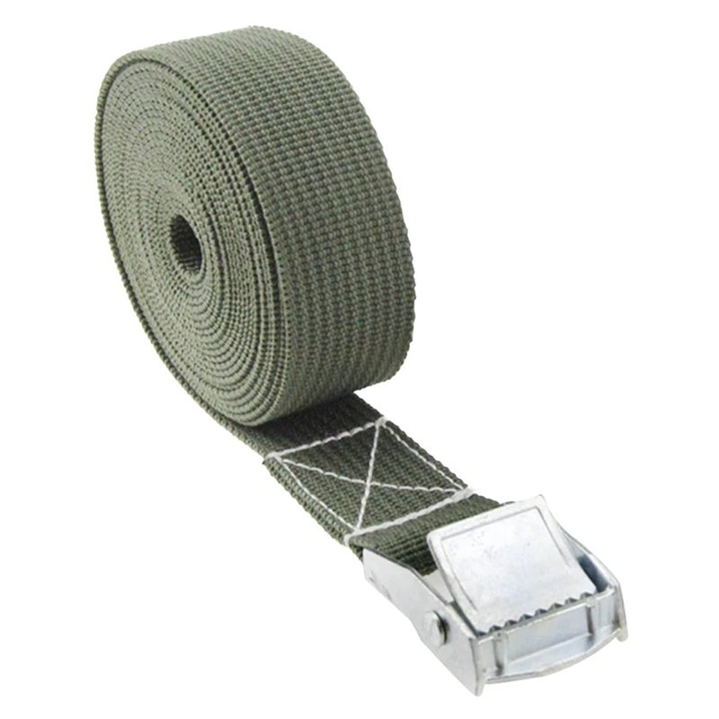 1M 2M 3M 5M*25mm Car Tension Rope Tie Down Strap Strong Ratchet Belt Luggage Bag Cargo Lashing With Metal Buckle - Цвет: Army Green