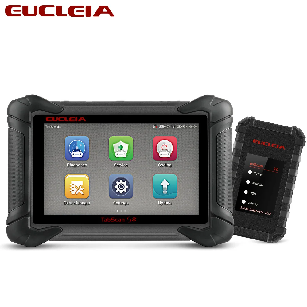 EUCLEIA S8 Plus OBD2 сканер полная система ECU программист кодирование J2534 PDU 908P ABS SAS EPB ODB2