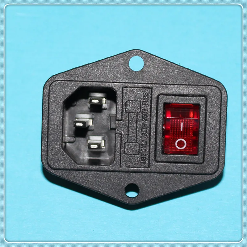 1pcs 10a 250v 3 In 1 C14 Rocker Fuse Switch Inlet Male