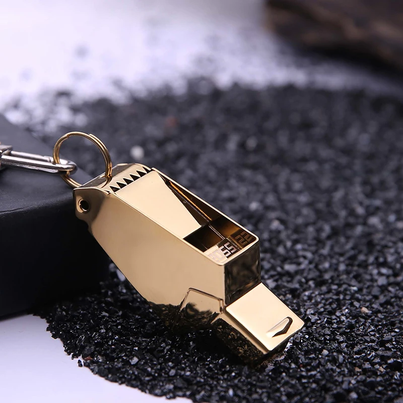 High Quality Gold/Sliver football referee whistle Emergency Survivale with lanyard Camping Hiking rugby High Sound 120Decibel