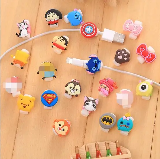 

300pcs Cartoon USB Cable Earphone Protector Headphones Line Saver For iPhone 5 6 6s 7 Samsung Charging Line Data Cable Protector