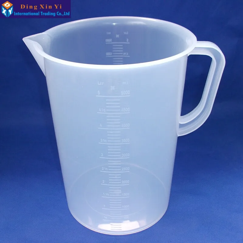 2PCS/lot 5000ml plastic measuring lab beaker with handle Clear White