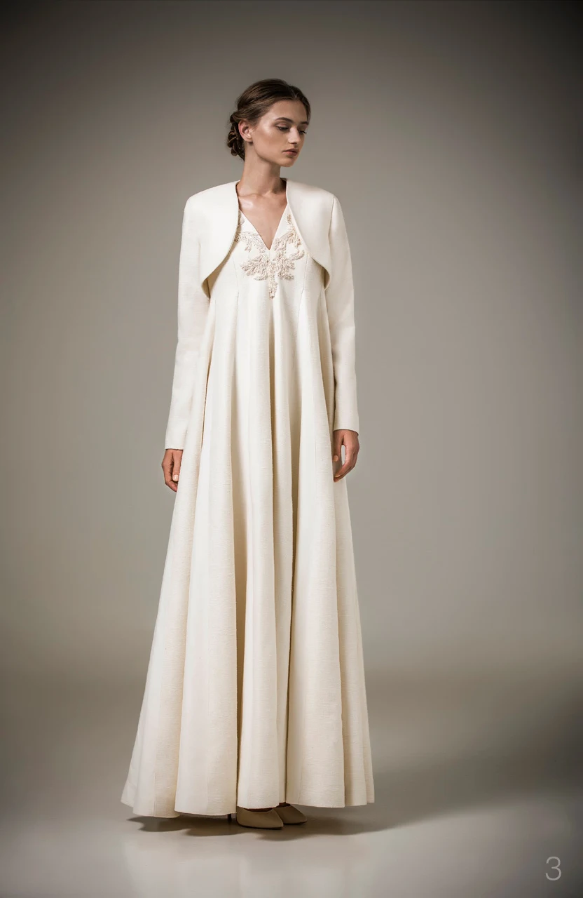 

Empire V Neck Evening Party Dresses with Jacket Vestido de Festa Longo