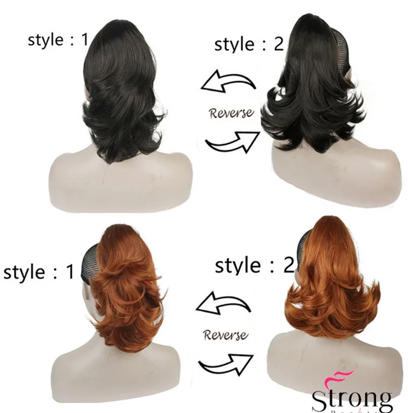  Hair Extension Synthetic Lady Wowen Wavy Dual Use Claw Clip Ponytail Pony Tail Hair Extension hairp