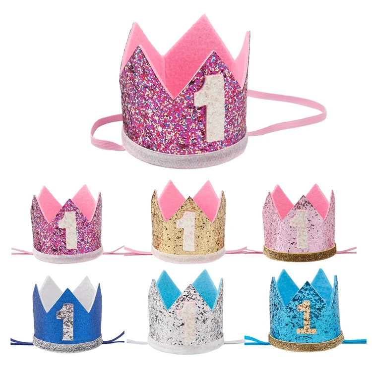FENGRISE мои первые шляпы для вечеринки по случаю Дня Рождения Принцесса Корона мальчик девочка я один Счастливый 1-й День рождения украшения Дети юбилей