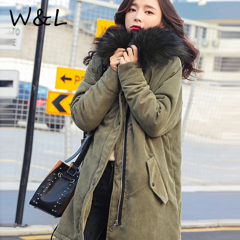 

2017 Parkas Women Warm Winter Overcoat Jackets Coats Long Thick Big Fur Collar Zipper Casual Loose Female Clothing Oversized
