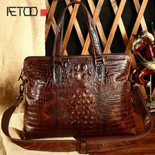 AETOO новая крокодиловая тисненая кожаная сумка мужская деловая сумка через плечо кожаный портфель