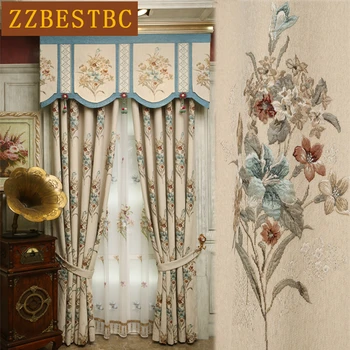 

American top luxury villa chenille jacquard blackout curtains for living room windows high quality elegant curtains for bedroom