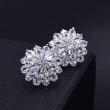 ZHOUYANG серьги-гвоздики для женщин Лидер продаж роскошные подсолнухи прозрачный AAA+ CZ серебряный цвет модные ювелирные изделия подарок для свадьбы KAE111