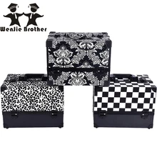 Wenjie brother Leopard чеки листья ABS и PU органайзер для косметики макияж случае красота косметическая сумка многоуровневый Блокируемая коробка для ювелирных изделий