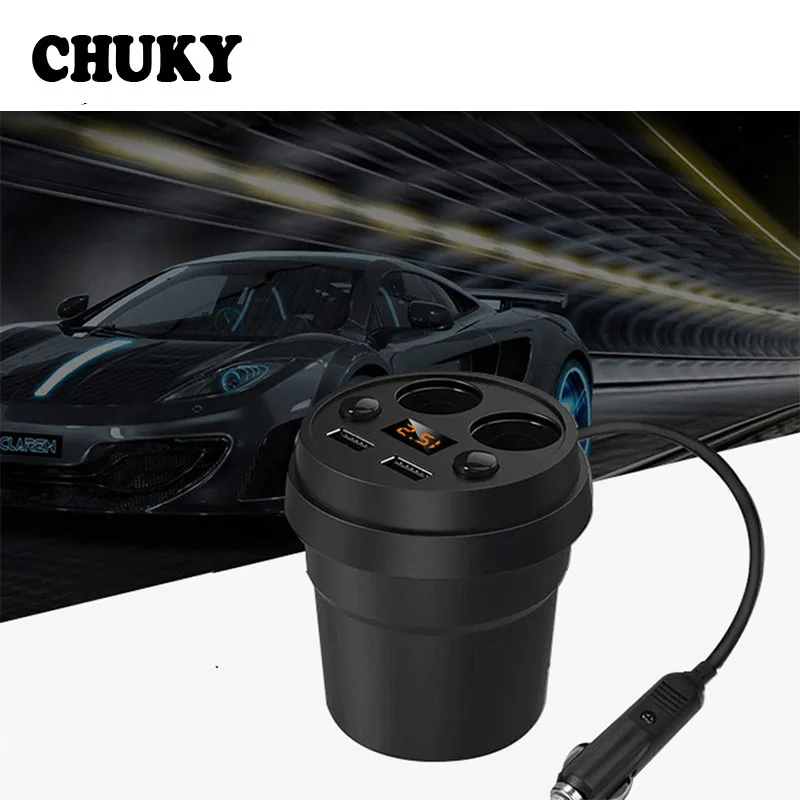 

3.1A Cup Car Charger Multi-function Display Voltage for Citroen C5 C4 Mini Cooper Audi A3 A4 Audio Q5 Q7 B8 B6 B7 B9 A5 A6 C6 8P