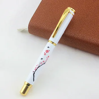 

High Quality Plum blossom Rollerball Pen 0.5mm Black Ink Refill Metal Ballpoint Pen for Student School Supplies