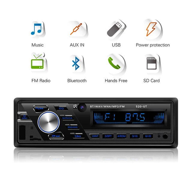 Freies schiff 1din 12v/24v bluetooth auto mp3 radio indash usb/sd