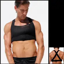 Мужской сексуальный сетчатый жилет, полуобрезанный жилет, прозрачный сетчатый задний ремень для шоу на сцене