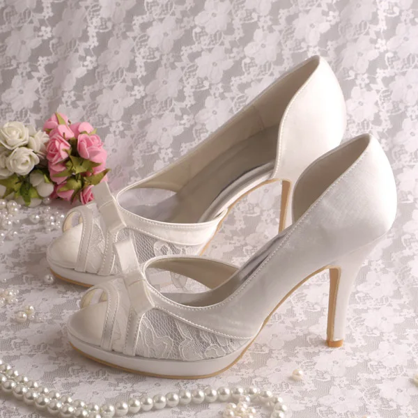 Wedopus MW662 Cream Lace High Heel Shoes Women Wedding