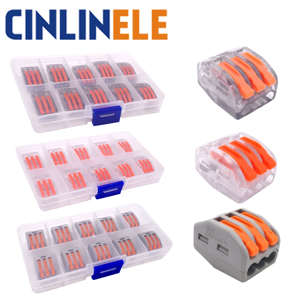 

10pcs/box mini fast WAGO Connector 222-413(PCT213) Universal Compact Wire Wiring Connector 3 pin Conductor Terminal Block