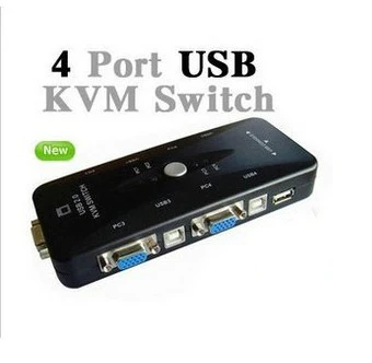 ФОТО Retail Brand NEW 4-Port USB 2.0 KVM Switch with 4 Sets PC1/PC2/PC3/PC4 of Cables for PC
