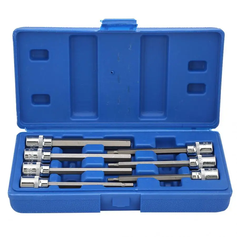 

3/8 Square Socket Bit 7pcs with 1/8 3/16 7/32 1/4 9/32 5/16 3/8 Hex Extend Long Bit Socket Set