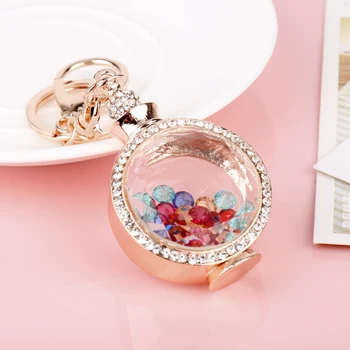 

dongsheng 12pcs a lot Fashion Car Keychain Bag Charm Rhinestone Metal Keyring Key Holder Creative Perfume Bottle Key Chain Ring