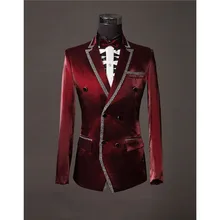 Mens double breasted blazer chaqueta traje hombre dress jackets for men costume homme burgundy blazer for men