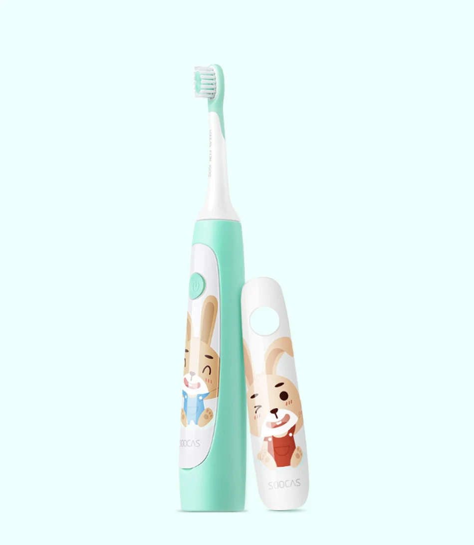 2 Heads Kids Dental Oral Care Cute Electric Toothbrush Ultrasonic Waterproof 