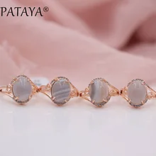 PATAYA 585 nueva moda oro rosa mujer encantadora lujo exquisito joyería Multicolor Piedra Natural ónix blanco anillos de circón