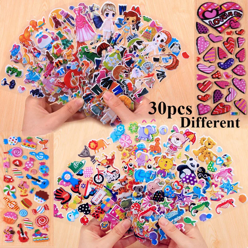 30 Different Sheets Cute Pet DIY Stickers Cartoon Stickers Toys Animal Girl Dress Up Flowers Emoji