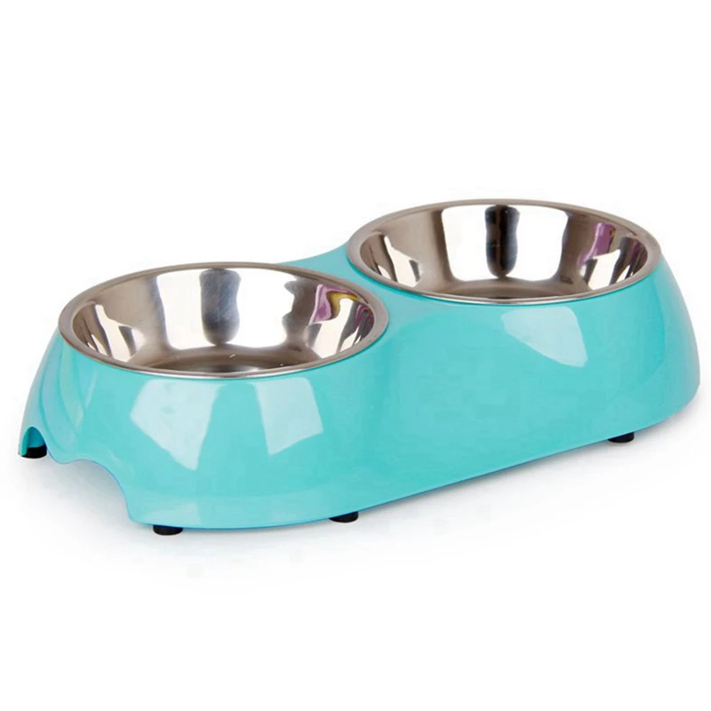 

Melamine Pet Double Bowl Stainless Steel Dog Bowl Anti Slip Water Container for Cats Cute Pet Feeder Dog Food Bowls Pet Products