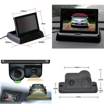 

Auto Assistance 4.3" tft LCD Foldable Car Rearview Displayer Monitor with Backup Radar Parking Sensor Reverse Rear View Camera