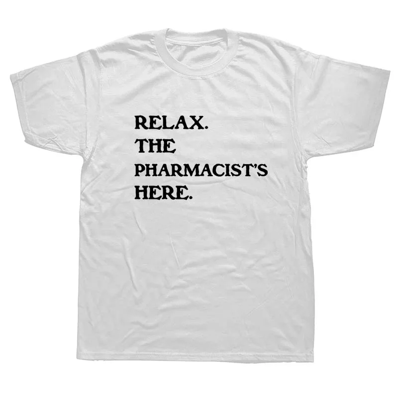 Новинка, Хлопковая мужская футболка с коротким рукавом и принтом «Расслабьтесь», «провизор здесь», «Аптека», «Аптека», футболки с сердечным ритмом - Цвет: WHITE