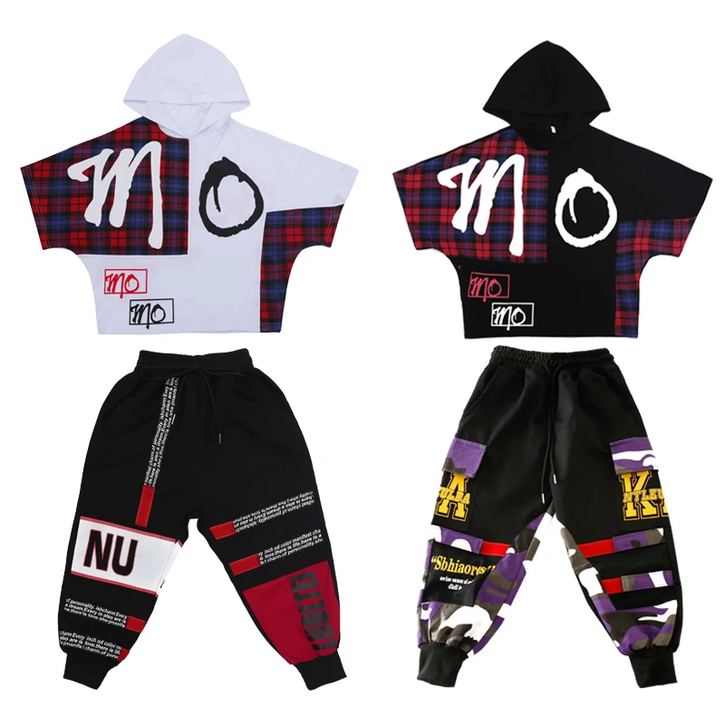 Girls Boys Outwear Tshirt Hoodie Jogger Pants T Shirt Hip Hop Clothing Jazz Dance Costumes Kids Concert Ballroom Dancing Clothes girl dance costume children costumes