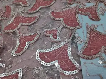 

Latest African Lace Fabric 2019 High Quality Wine color French lace Mix Velvet borders For Party Dresses 5 yards per piece