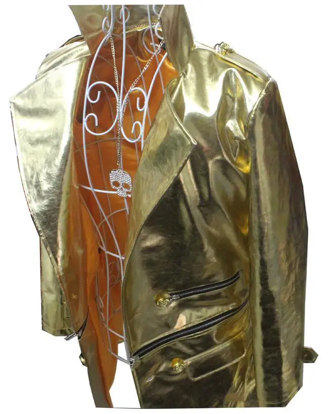 Flash gold рок-певец Куртки из искусственной кожи для мужчин пальто мужские куртки сценическая 1 модная популярная мужская куртка одежда 2XL