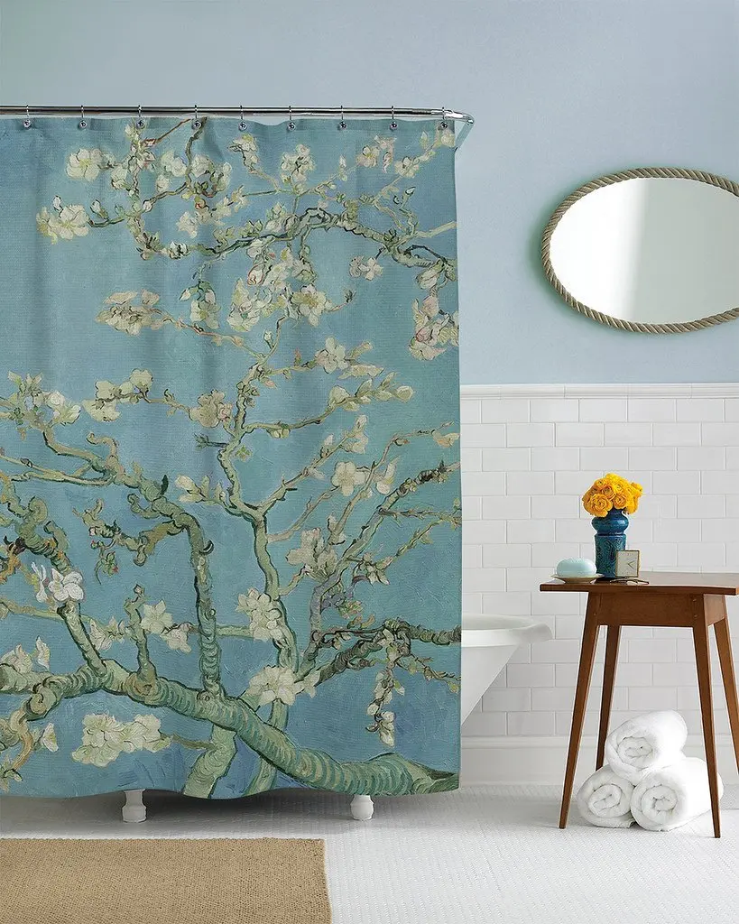 Острое миндалевидное украшение душевой занавес Ван Гога|shower curtain|curtains shower