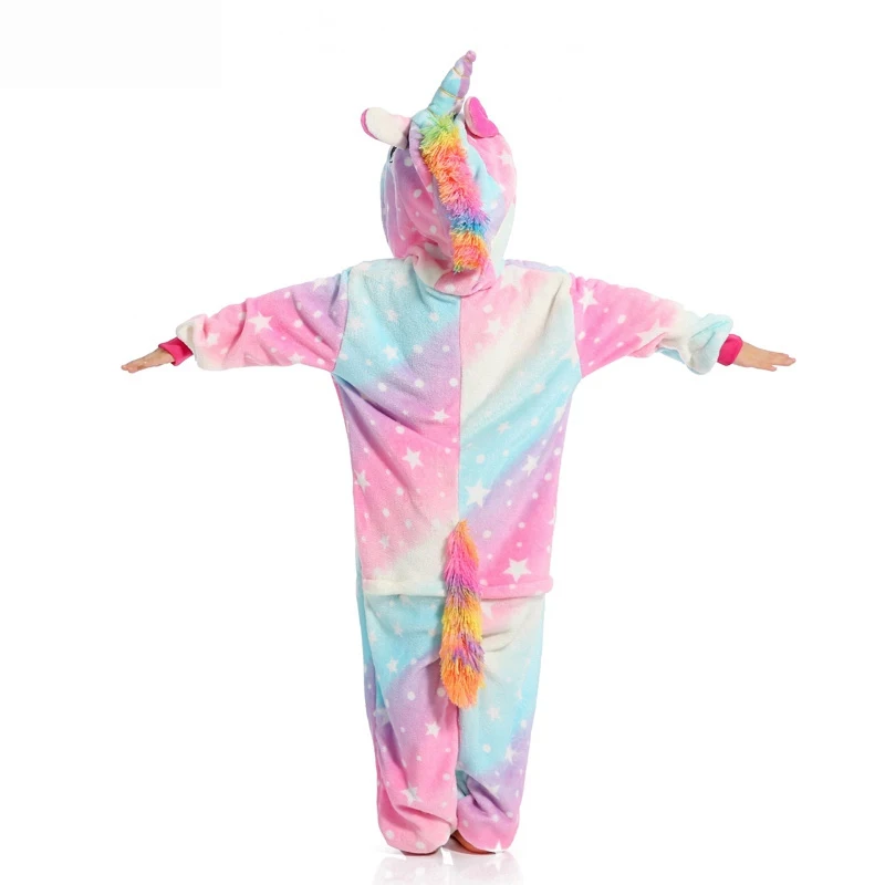 Детские пижамы кигуруми с единорогом для мальчиков и девочек; фланелевые детские пижамы; комплект одежды для сна с животными; зимние комбинезоны с единорогом; Пижама