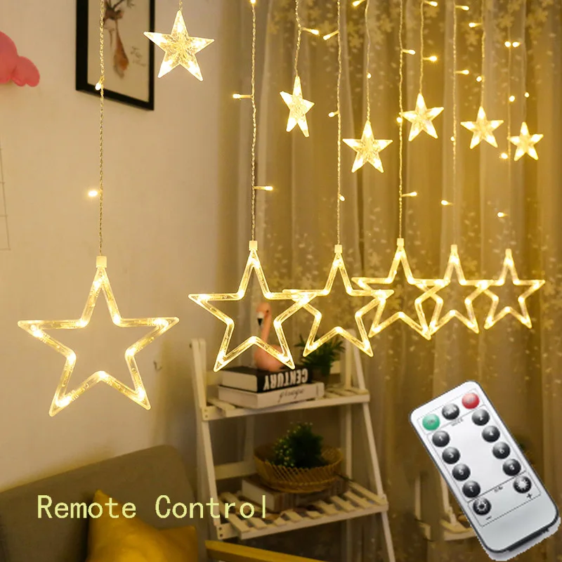 

4.5M 138 led star string lights Christmas fairy light garland led curtain for wedding home party birthday decoration with remote