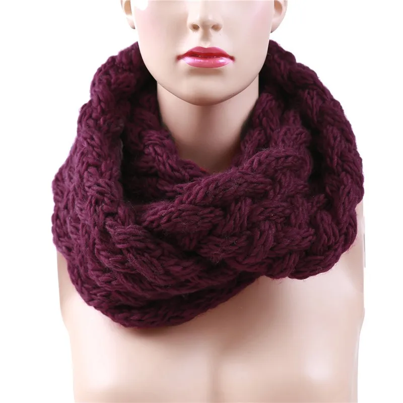 Зимний женский вязаный шарф с косичками, вязаные шарфы бесконечности, вязаный теплый шарф с круглым вырезом Bufandas Cuellos, лидер продаж