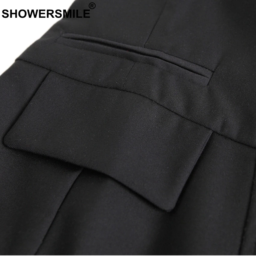 SHOWERSMILE Vest Women Patchwork Black Suit Vests Office Slim Fit Waistcoat Spring V Neck Button British Style Sleeveless Jacket