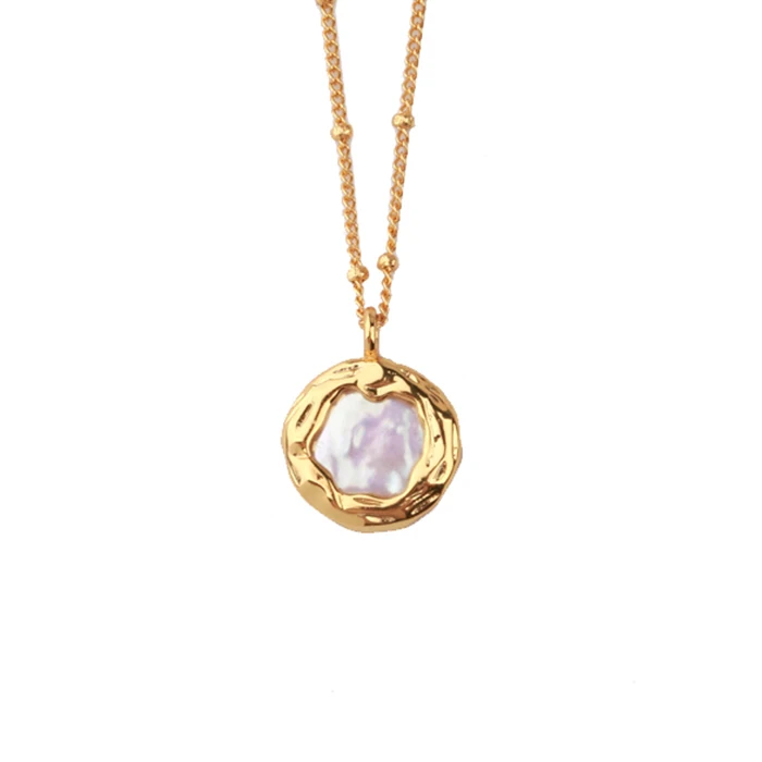 freshwater pearl Peri'sBox барокко плоская жемчужная подвеска ожерелье женский минималистичный пресноводный жемчуг-Монетка ожерелье золотой медальон многослойное ожерелье s - Окраска металла: freshwater pearl