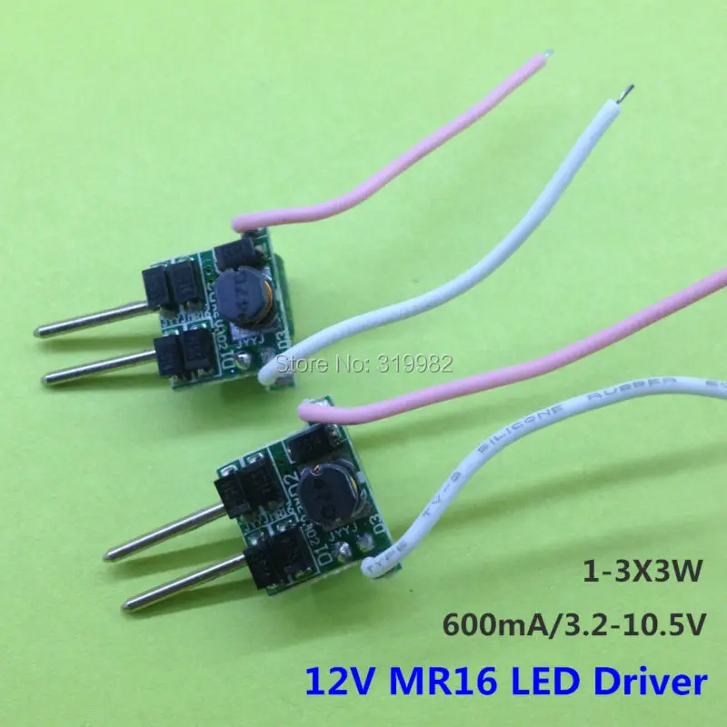 

500 PCS MR16 2pin 12V LED Driver 1-3X3W Low voltage 3X3W 2 feet 600MA Constant Current 3W 9W High Power Lamp Transformer